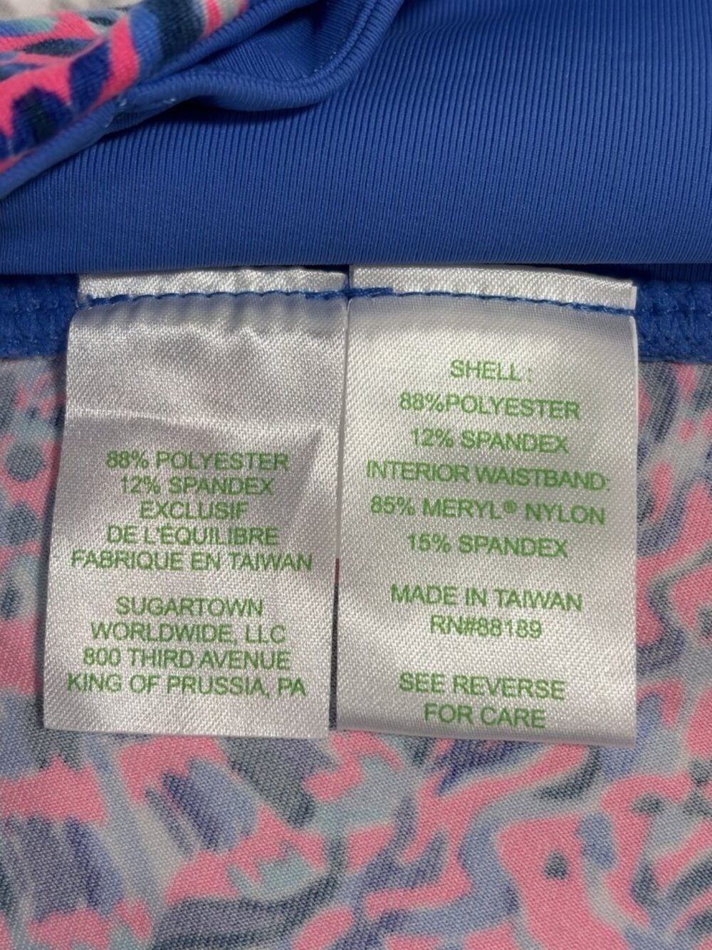 Lilly Pulitzer Luxletic Leggings Womens M Navy Floral Seashell Crop Pink Blue - Picture 6 of 11